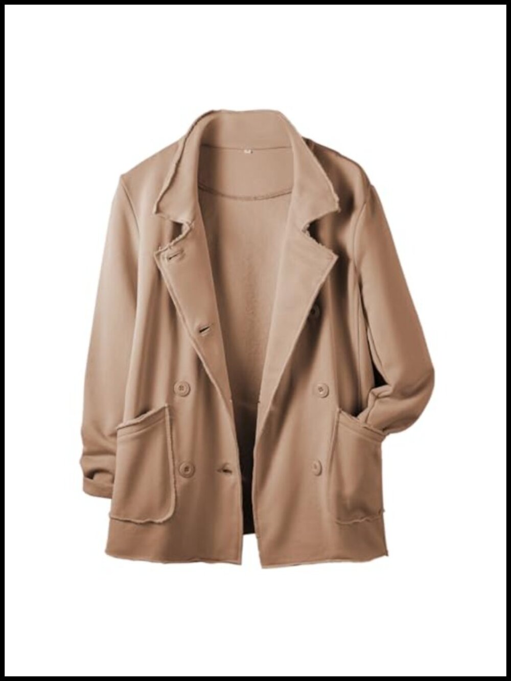 Womens Double Breasted Pea Coat Notch Lapel Relaxed Fit Long Sleeve